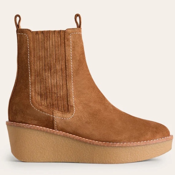 Boden Suede Wedge Ankle Boots in Tan - Picture 3 of 9